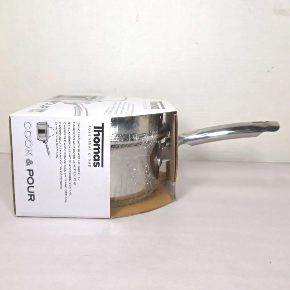 New 1.4L Sauce Pan With Glass Lid Thomas rosenthal group Stainless